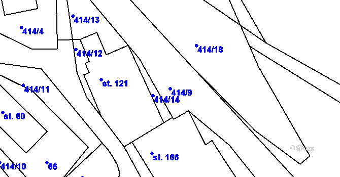 Parcela st. 414/9 v KÚ Kladná Žilín, Katastrální mapa