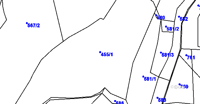 Parcela st. 455/1 v KÚ Kladná Žilín, Katastrální mapa