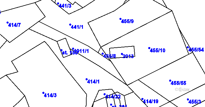 Parcela st. 455/8 v KÚ Kladná Žilín, Katastrální mapa