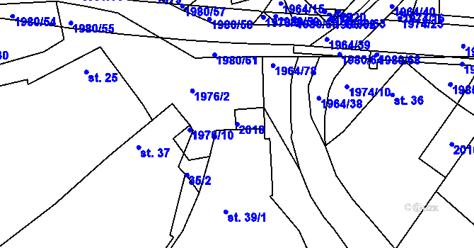Parcela st. 2018 v KÚ Kladná Žilín, Katastrální mapa