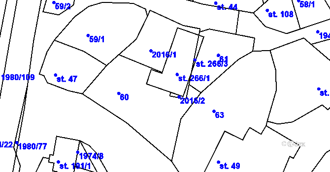 Parcela st. 266/2 v KÚ Kladná Žilín, Katastrální mapa