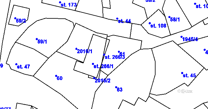 Parcela st. 266/3 v KÚ Kladná Žilín, Katastrální mapa