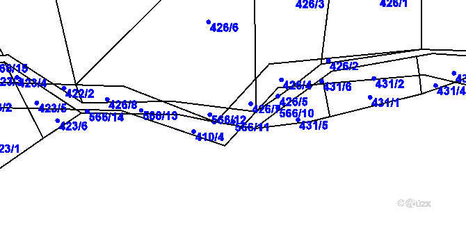 Parcela st. 566/11 v KÚ Kladníky, Katastrální mapa