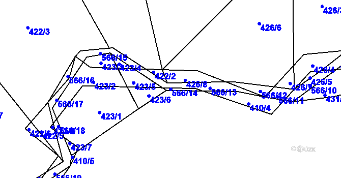 Parcela st. 566/14 v KÚ Kladníky, Katastrální mapa