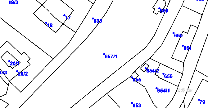 Parcela st. 657/1 v KÚ Kladníky, Katastrální mapa