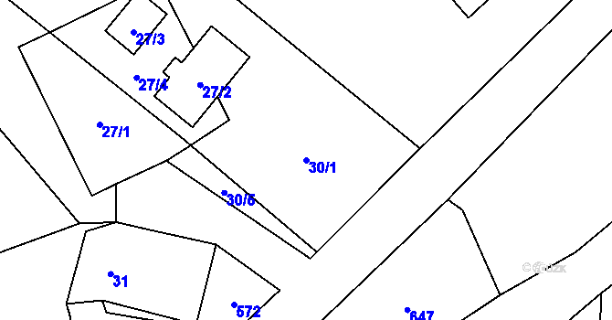 Parcela st. 30/1 v KÚ Kladníky, Katastrální mapa