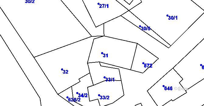 Parcela st. 31 v KÚ Kladníky, Katastrální mapa