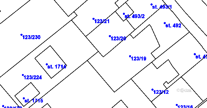Parcela st. 123/192 v KÚ Rozdělov, Katastrální mapa