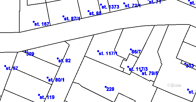 Parcela st. 117/1 v KÚ Rozdělov, Katastrální mapa