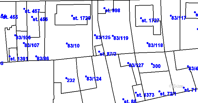 Parcela st. 87/2 v KÚ Rozdělov, Katastrální mapa