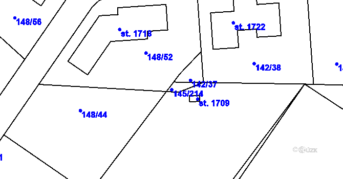 Parcela st. 145/214 v KÚ Rozdělov, Katastrální mapa