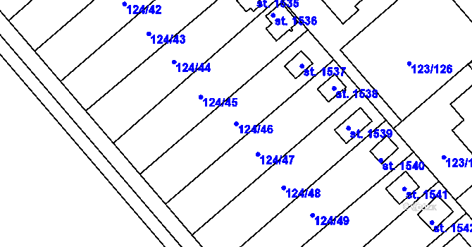 Parcela st. 124/46 v KÚ Rozdělov, Katastrální mapa