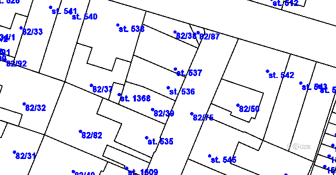 Parcela st. 536 v KÚ Rozdělov, Katastrální mapa
