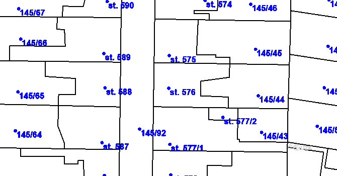 Parcela st. 576 v KÚ Rozdělov, Katastrální mapa