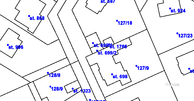 Parcela st. 699/2 v KÚ Rozdělov, Katastrální mapa