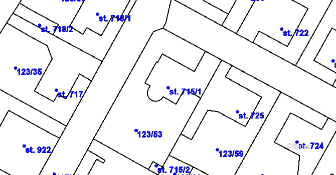 Parcela st. 715/1 v KÚ Rozdělov, Katastrální mapa