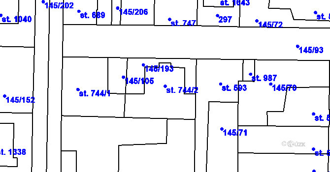 Parcela st. 744/2 v KÚ Rozdělov, Katastrální mapa