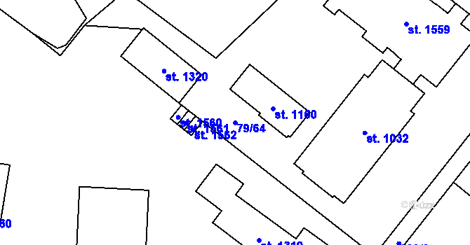Parcela st. 79/64 v KÚ Rozdělov, Katastrální mapa