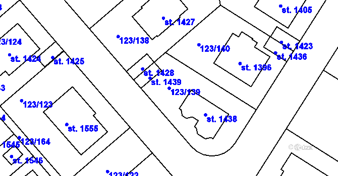 Parcela st. 123/139 v KÚ Rozdělov, Katastrální mapa