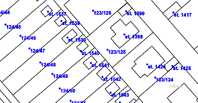 Parcela st. 123/162 v KÚ Rozdělov, Katastrální mapa