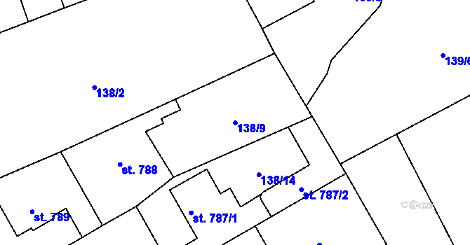 Parcela st. 138/9 v KÚ Rozdělov, Katastrální mapa