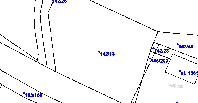 Parcela st. 142/13 v KÚ Rozdělov, Katastrální mapa