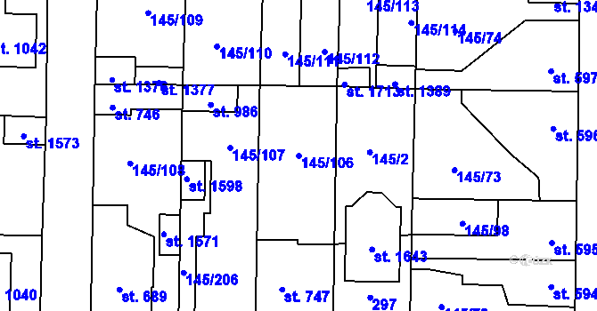 Parcela st. 145/106 v KÚ Rozdělov, Katastrální mapa