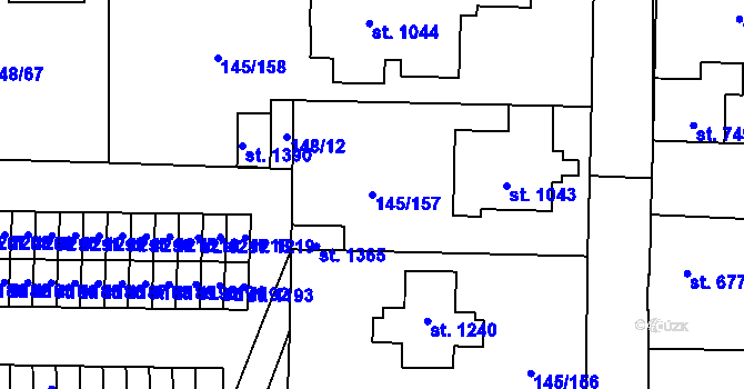 Parcela st. 145/157 v KÚ Rozdělov, Katastrální mapa