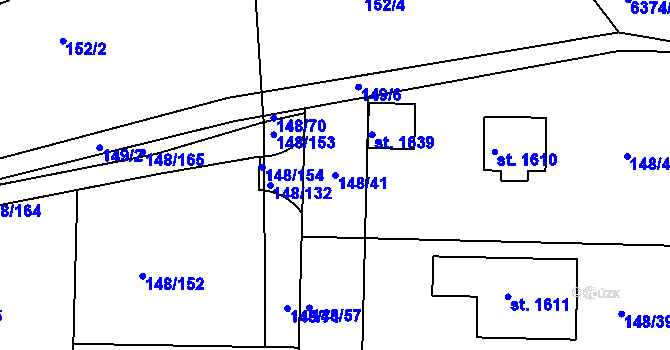 Parcela st. 148/41 v KÚ Rozdělov, Katastrální mapa