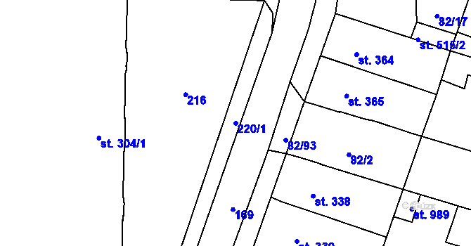 Parcela st. 220/1 v KÚ Rozdělov, Katastrální mapa