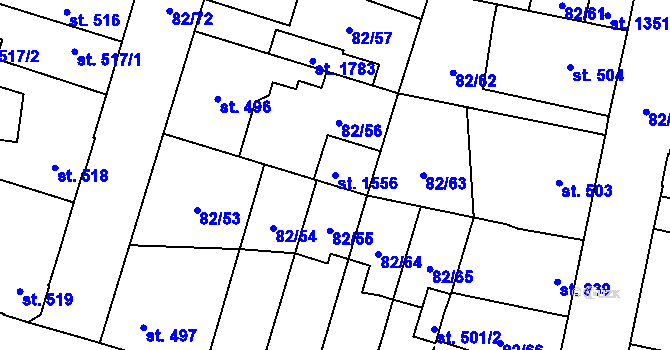 Parcela st. 1556 v KÚ Rozdělov, Katastrální mapa