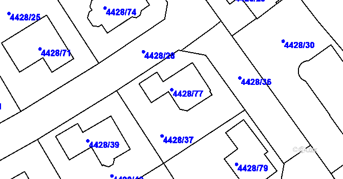 Parcela st. 4428/77 v KÚ Kladno, Katastrální mapa
