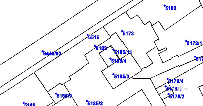 Parcela st. 5185/4 v KÚ Kladno, Katastrální mapa