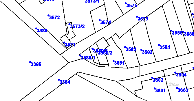 Parcela st. 3580/2 v KÚ Kladno, Katastrální mapa