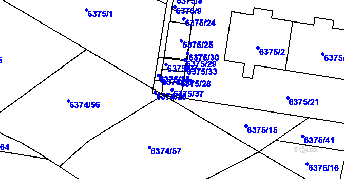 Parcela st. 6375/37 v KÚ Kladno, Katastrální mapa