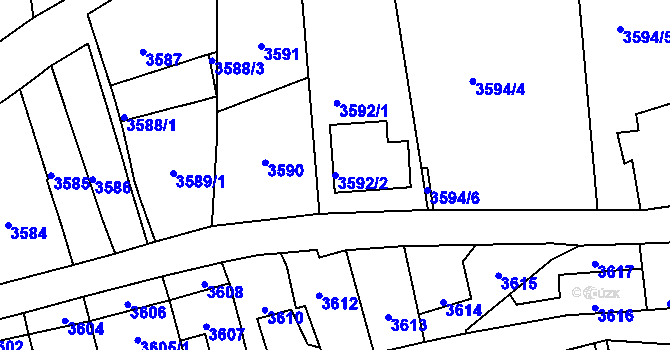 Parcela st. 3592/2 v KÚ Kladno, Katastrální mapa