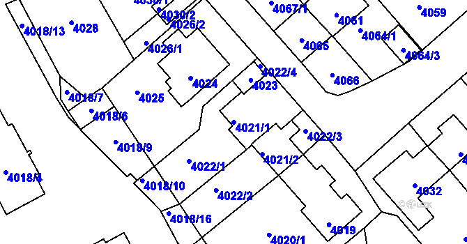 Parcela st. 4021/1 v KÚ Kladno, Katastrální mapa