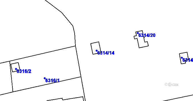 Parcela st. 6314/14 v KÚ Kladno, Katastrální mapa