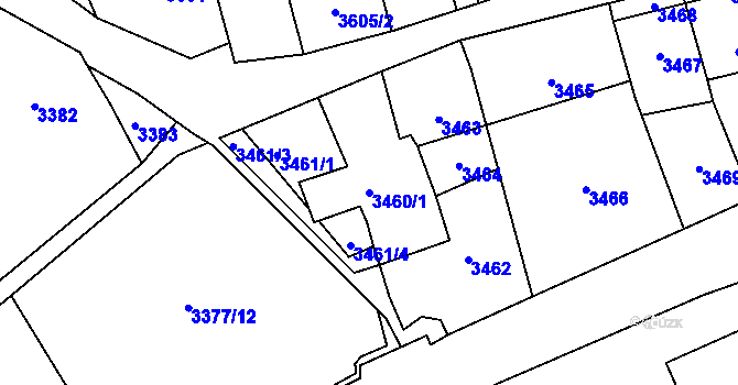 Parcela st. 3460/1 v KÚ Kladno, Katastrální mapa