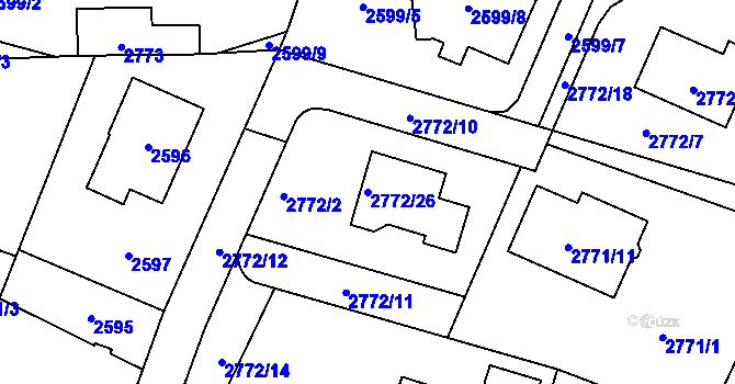 Parcela st. 2772/26 v KÚ Kladno, Katastrální mapa