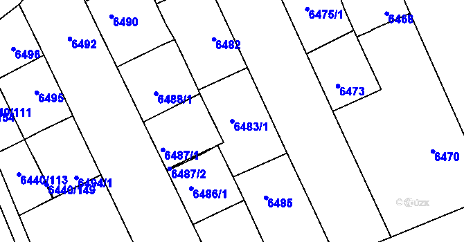 Parcela st. 6483/1 v KÚ Kladno, Katastrální mapa