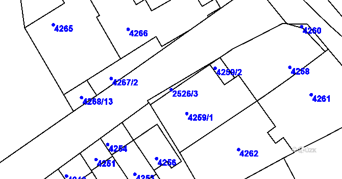Parcela st. 2526/3 v KÚ Kladno, Katastrální mapa