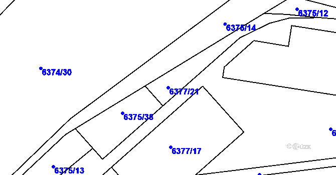 Parcela st. 6377/21 v KÚ Kladno, Katastrální mapa