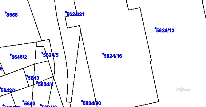 Parcela st. 5624/16 v KÚ Kladno, Katastrální mapa