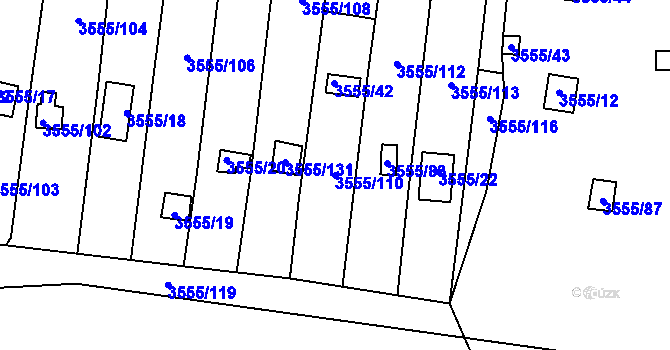 Parcela st. 3555/110 v KÚ Kladno, Katastrální mapa