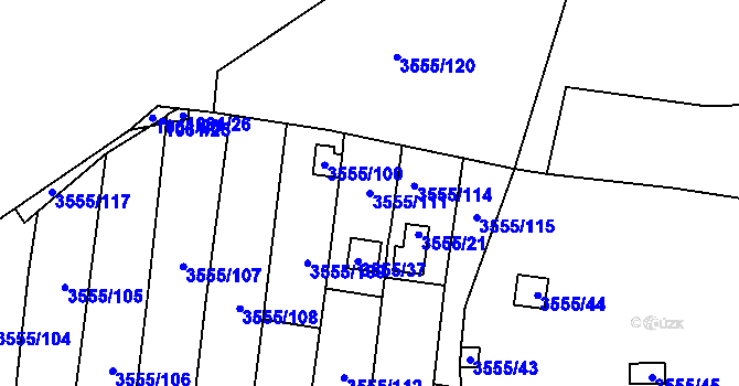 Parcela st. 3555/111 v KÚ Kladno, Katastrální mapa