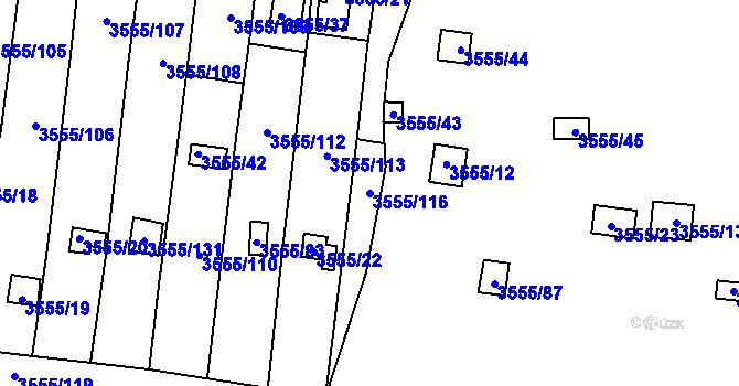 Parcela st. 3555/116 v KÚ Kladno, Katastrální mapa