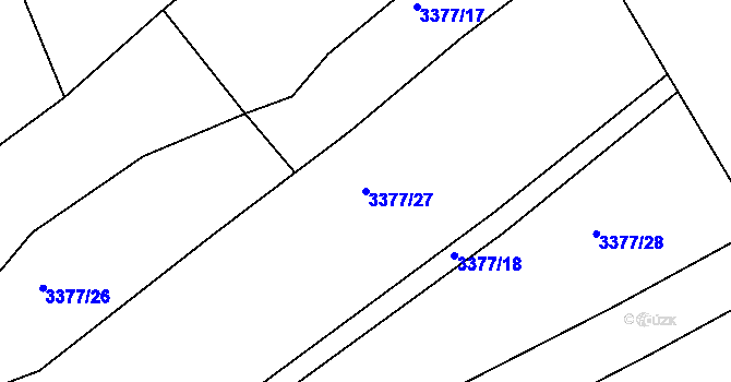 Parcela st. 3377/27 v KÚ Kladno, Katastrální mapa
