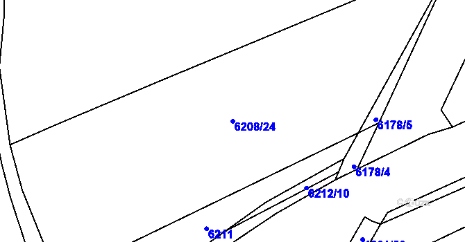 Parcela st. 6208/24 v KÚ Kladno, Katastrální mapa