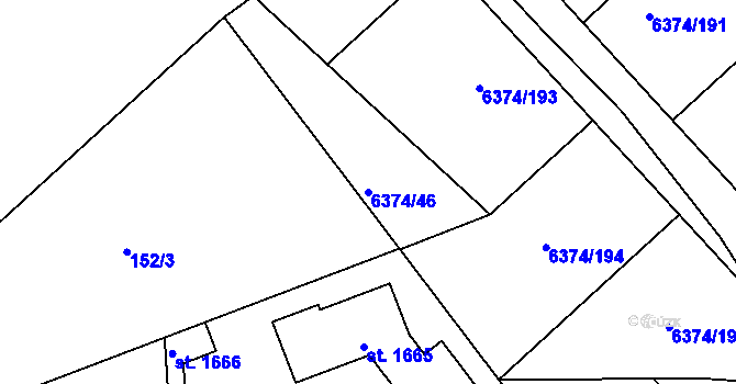 Parcela st. 6374/46 v KÚ Kladno, Katastrální mapa